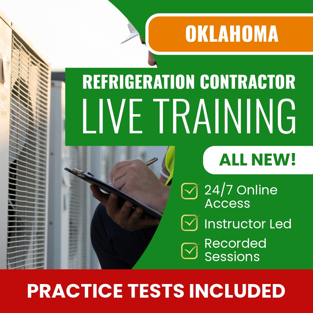 Oklahoma Refrigeration Contractor Exam Prep - Live Virtual + Self Study Training
