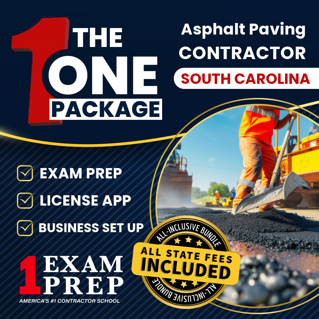 The 1 Package: All-Inclusive South Carolina Asphalt Paving Contractor Exam, Licensing & Business Setup Solution