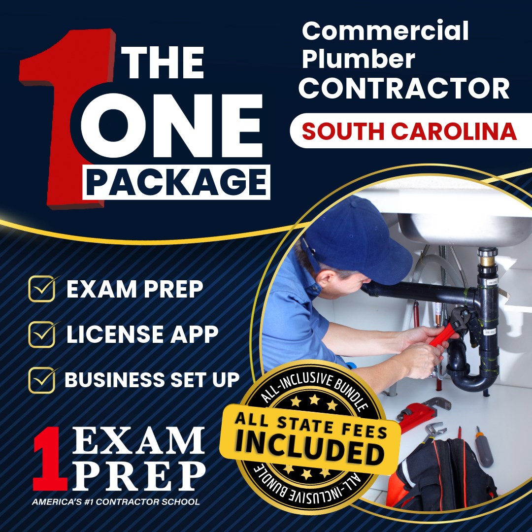 The 1 Package: All-Inclusive South Carolina Commercial Plumber Contractor Exam, Licensing & Business Setup Solution