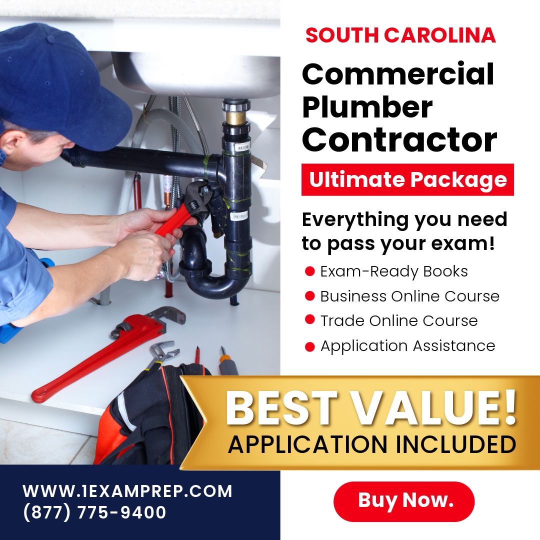 South Carolina Commercial Plumber Contractor Ultimate Exam Prep Rental Package