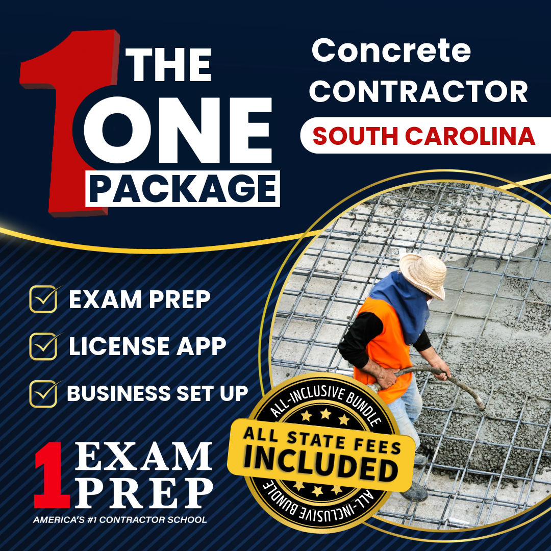 The 1 Package: All-Inclusive South Carolina Concrete Contractor Exam, Licensing & Business Setup Solution