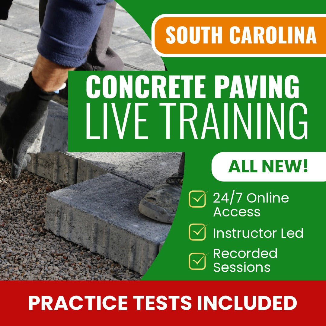 South Carolina Concrete Paving Contractor Exam Prep - Live Virtual + Self Study Training