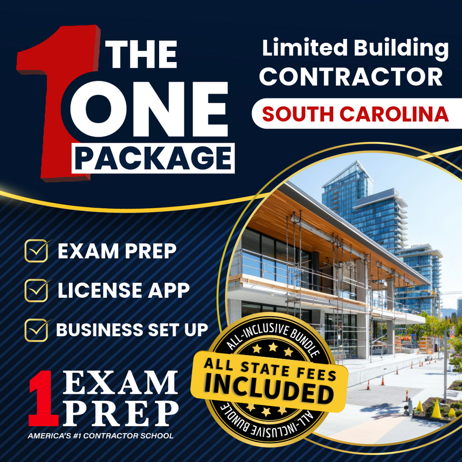 South Carolina Limited Building Contractor study and licensing prep package product image from Contractor Exam Preps