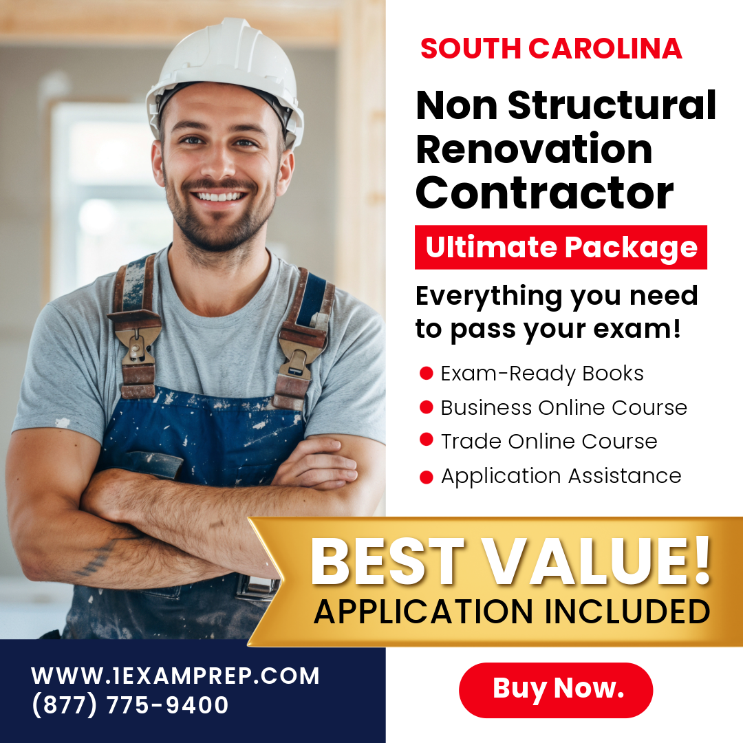 South Carolina Non Structural Renovation Contractor Ultimate Exam Prep Rental Package