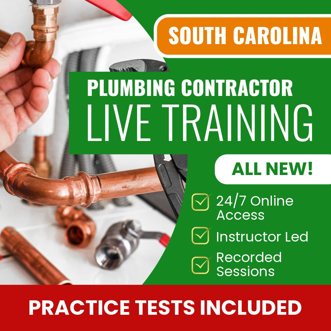 South Carolina Commercial Plumbing Contractor Exam Prep - Live Virtual + Self Study Training