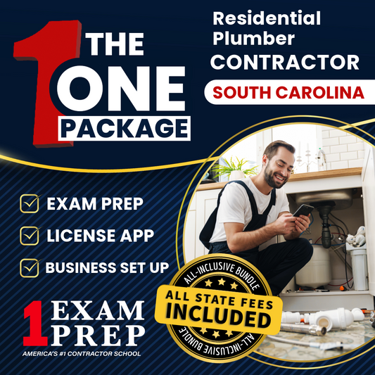 The 1 Package: All-Inclusive South Carolina Residential Plumber Contractor Exam, Licensing & Business Setup Solution