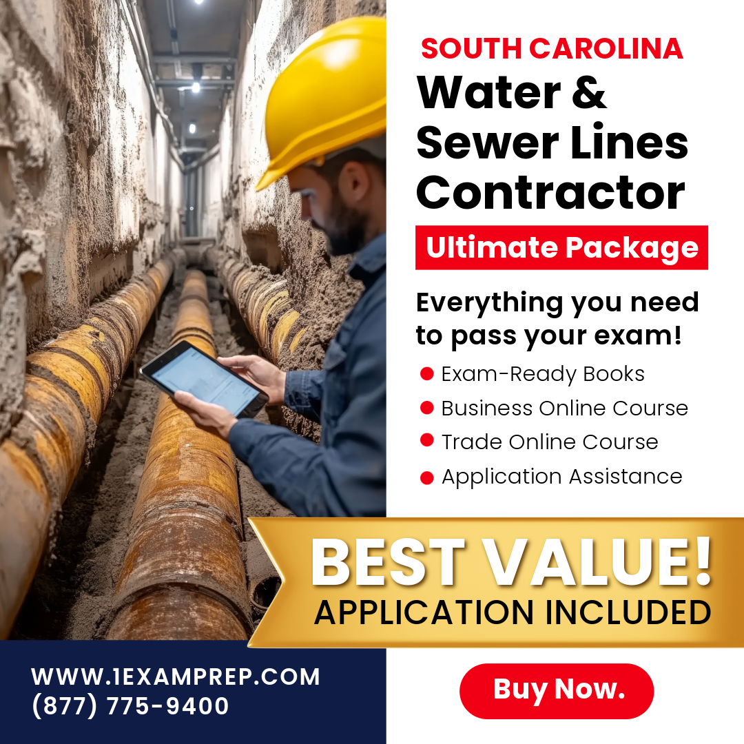 South Carolina Water and Sewer Lines Contractor Ultimate Exam Prep Rental Package