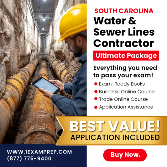 South Carolina Water and Sewer Lines Contractor Ultimate Exam Prep Rental Package