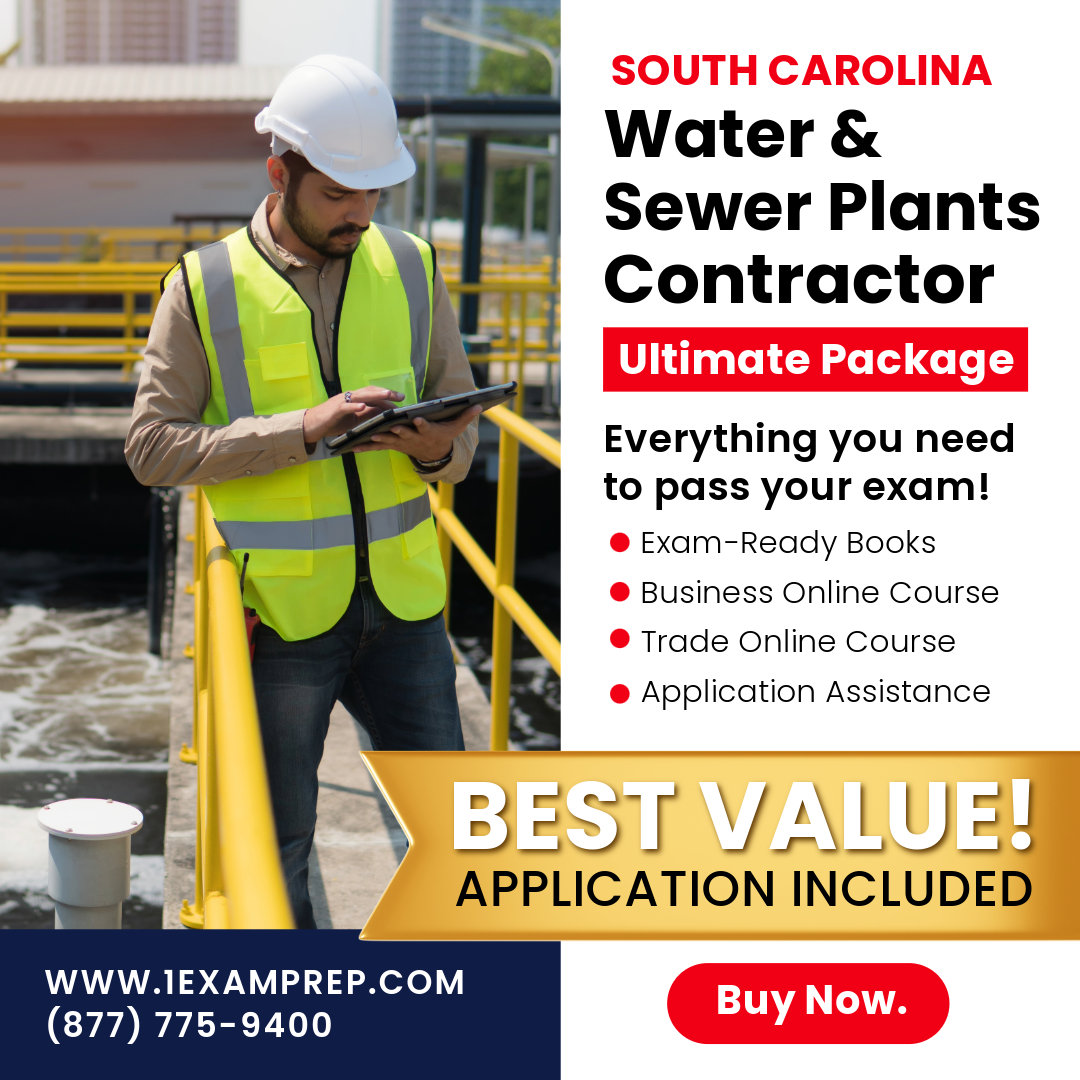 South Carolina Water and Sewer Plants Contractor Ultimate Exam Prep Rental Package