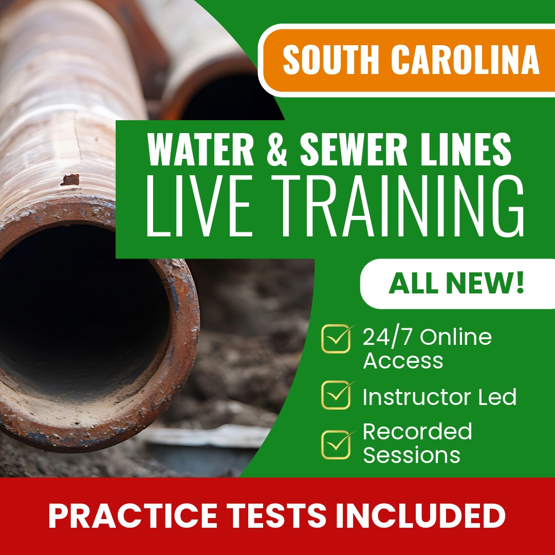 South Carolina Water and Sewer Lines Contractor Exam Prep - Live Virtual + Self Study Training