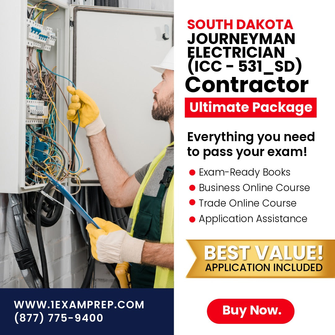 South Dakota Journeyman Electrician (ICC - 531_SD) Ultimate Exam Prep Rental Package