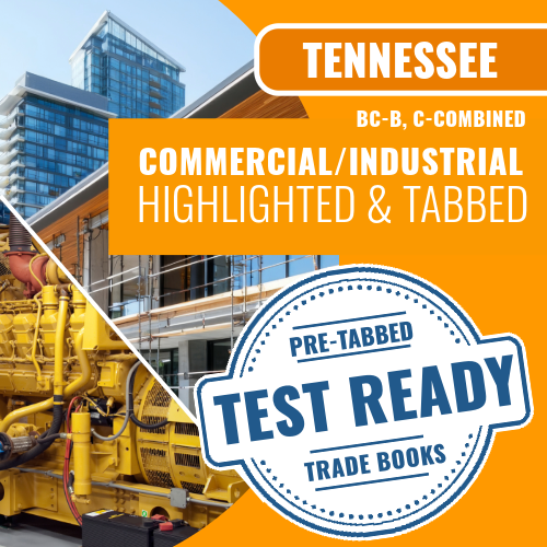 Tennessee BC-B, C-Combined Commercial / Industrial Contractor Exam Complete Highlighted & Tabbed Book Package (Prov)