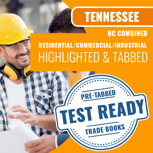Tennessee BC Combined Residential / Commercial / Industrial Contractor Exam Complete Highlighted & Tabbed Book Package (Prov)