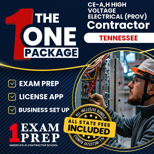 The 1 Package: All-Inclusive Tennessee, CE-A,H High Voltage Electrical Contractor (Prov) Exam, Licensing & Business Setup