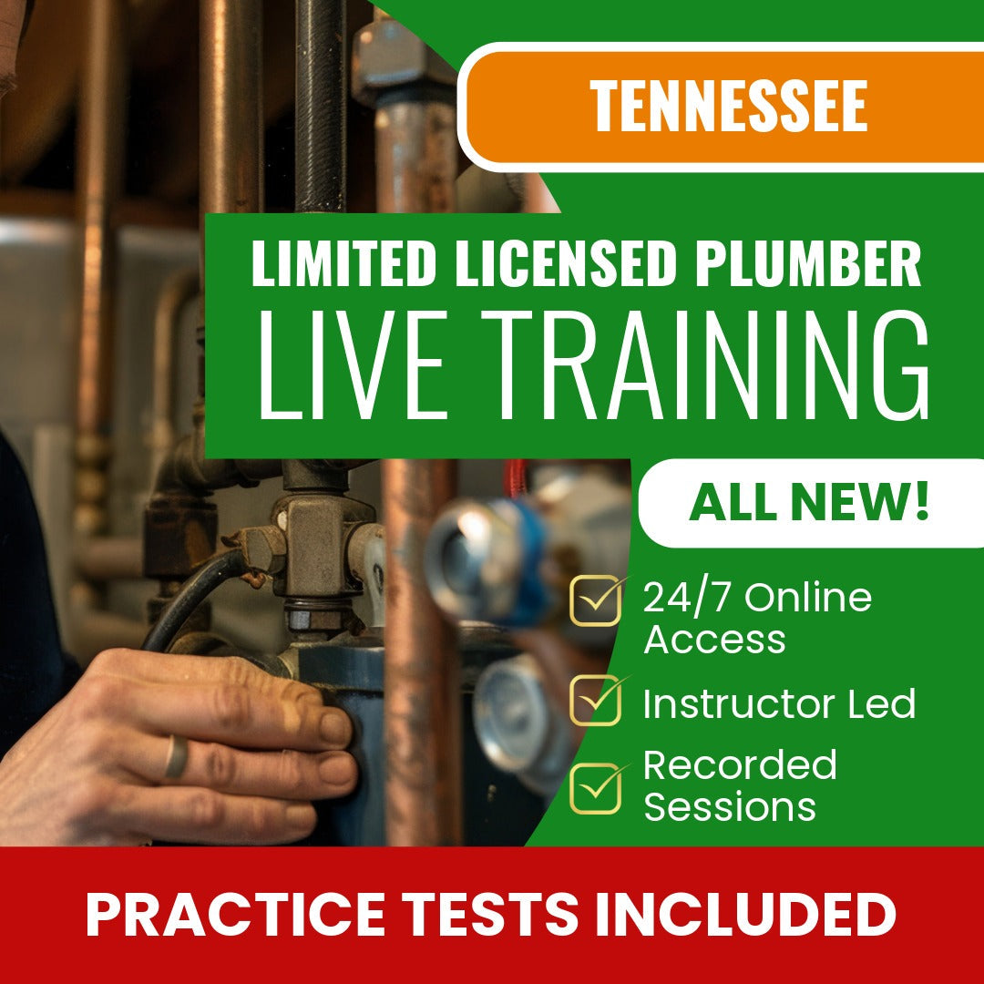 Tennessee Limited Licensed Plumber Exam Prep - Live Virtual + Self Study Training