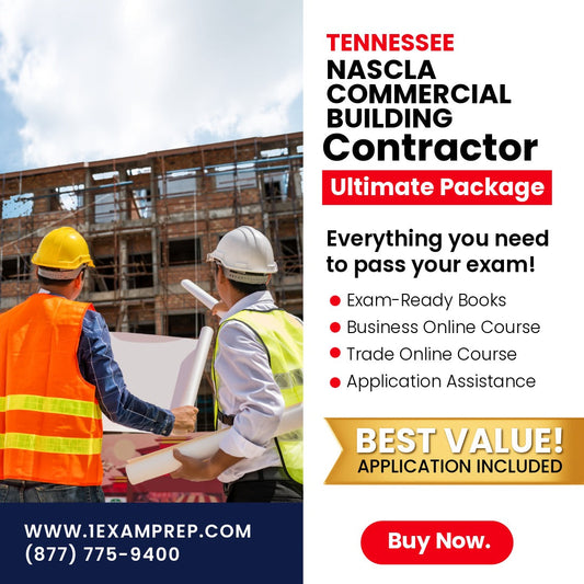 Tennessee NASCLA Commercial Building Contractor Ultimate Exam Prep Rental Package
