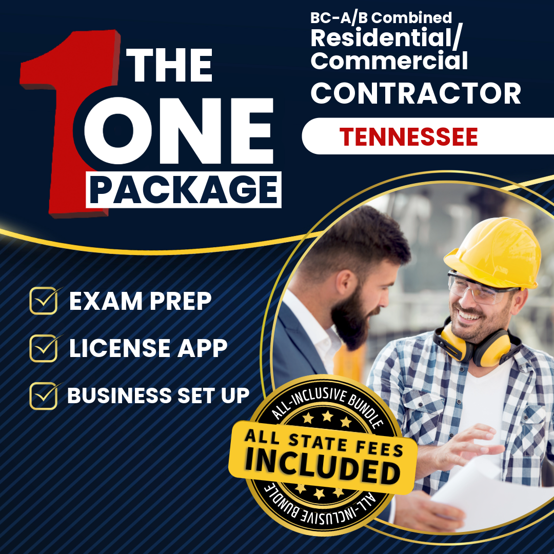 The 1 Package: All-Inclusive Tennessee BC-A, B Combined Residential / Commercial Contractor Exam, Licensing & Business Setup Solution