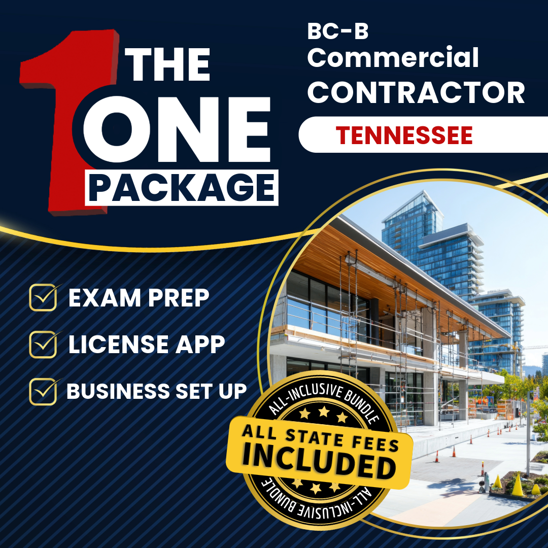 The 1 Package: All-Inclusive Tennessee BC-B Commercial Contractor Exam, Licensing & Business Setup Solution