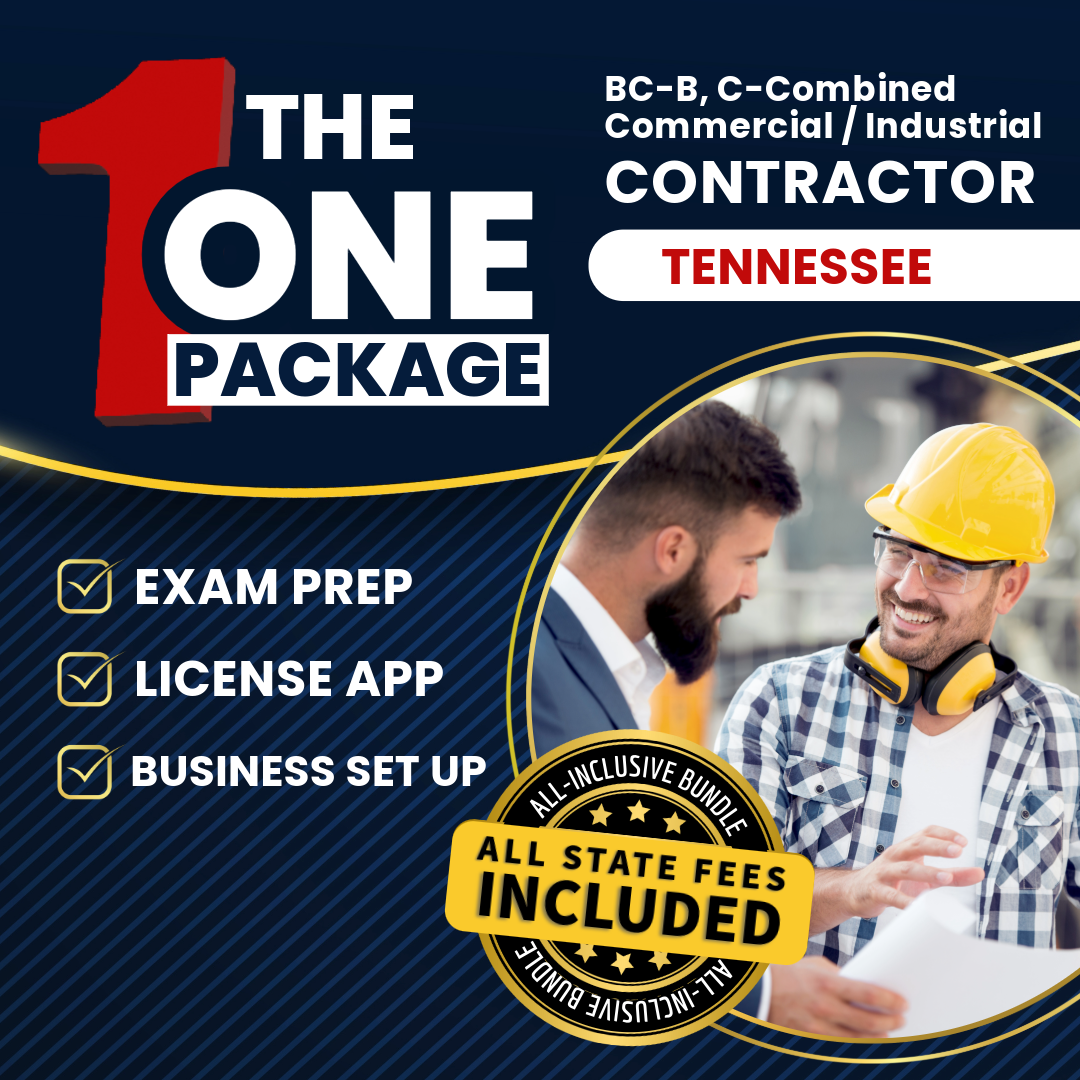 The 1 Package: All-Inclusive Tennessee BC-B, C-Combined Commercial / Industrial Contractor Exam, Licensing & Business Setup Solution