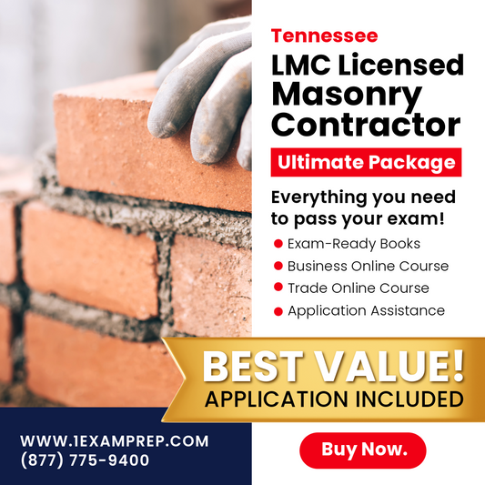 Tennessee LMC Licensed Masonry Contractor Ultimate Exam Prep Rental Package (Prov)