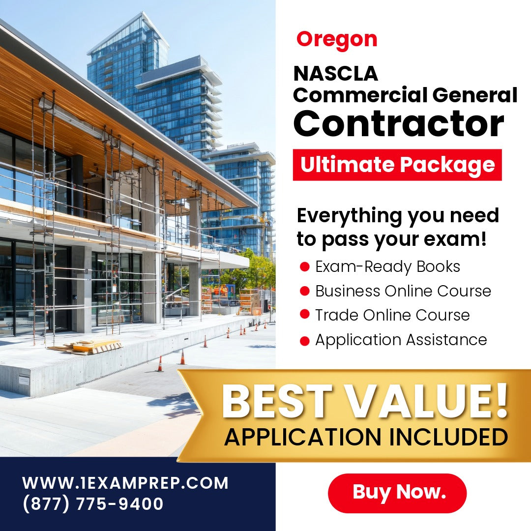 Oregon NASCLA Commercial General Building Contractor Ultimate Exam Prep Rental Package