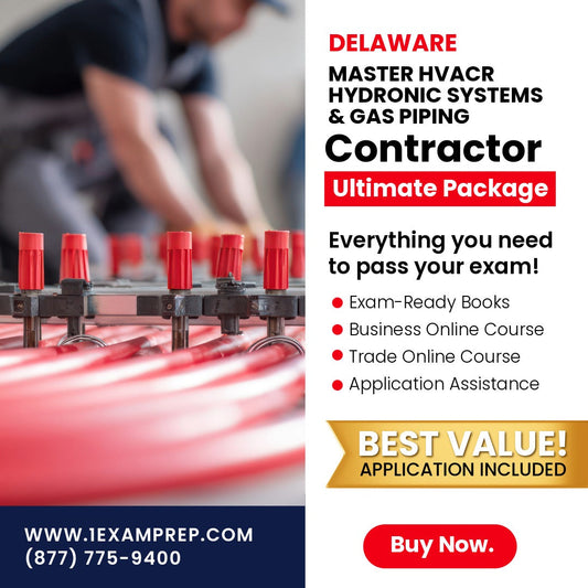 Delaware Master HVACR Restricted Heating Hydronic Systems & Gas Piping Contractor Ultimate Exam Prep Rental Package