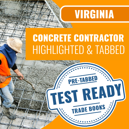 New Virginia Concrete Contractor Exam - Highlighted and Tabbed Book Package