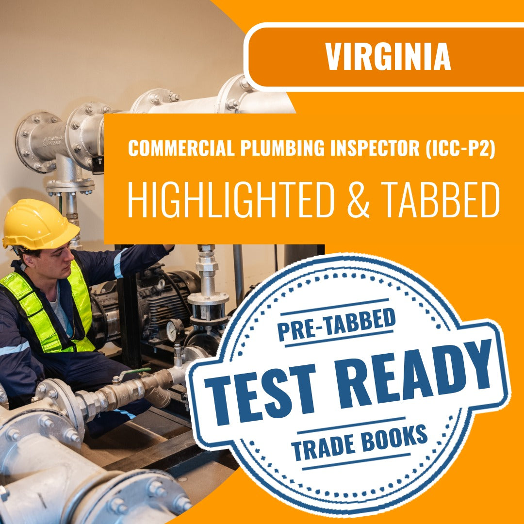 Virginia Commercial Plumbing Inspector (ICC - P2) Highlighted & Tabbed Book Package