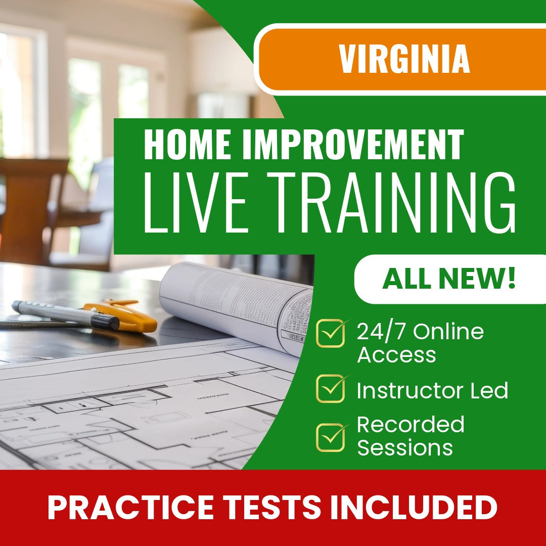 Virginia Home Improvement Contractor Exam Prep - Live Virtual + Self Study Training