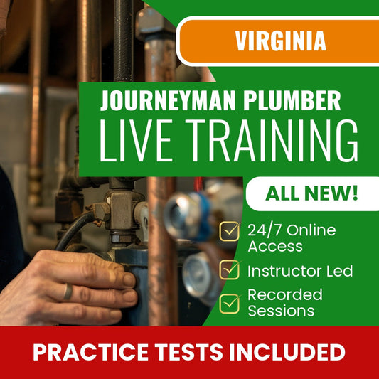 Virginia Journeyman Plumber Exam Prep - Live Virtual + Self Study Training