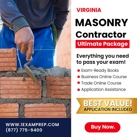 Virginia Masonry Contractor - Ultimate Exam Prep Rental Package