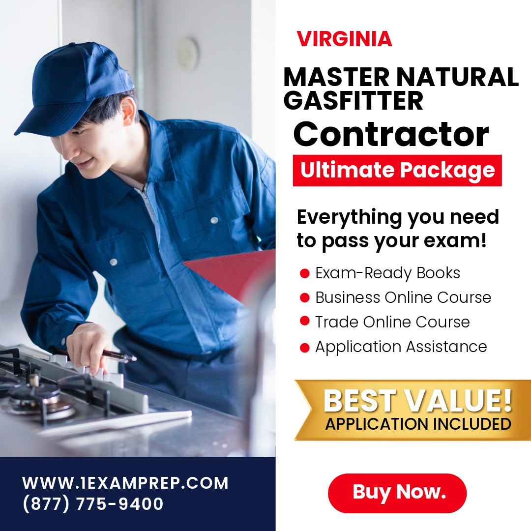 Virginia Master Natural Gasfitter - Ultimate Exam Prep Rental Package
