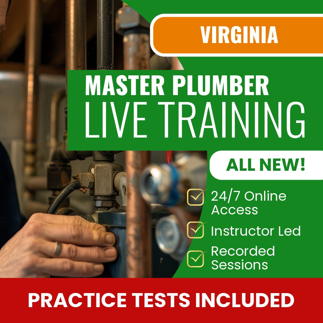 Virginia Master Plumber Exam Prep - Live Virtual + Self Study Training