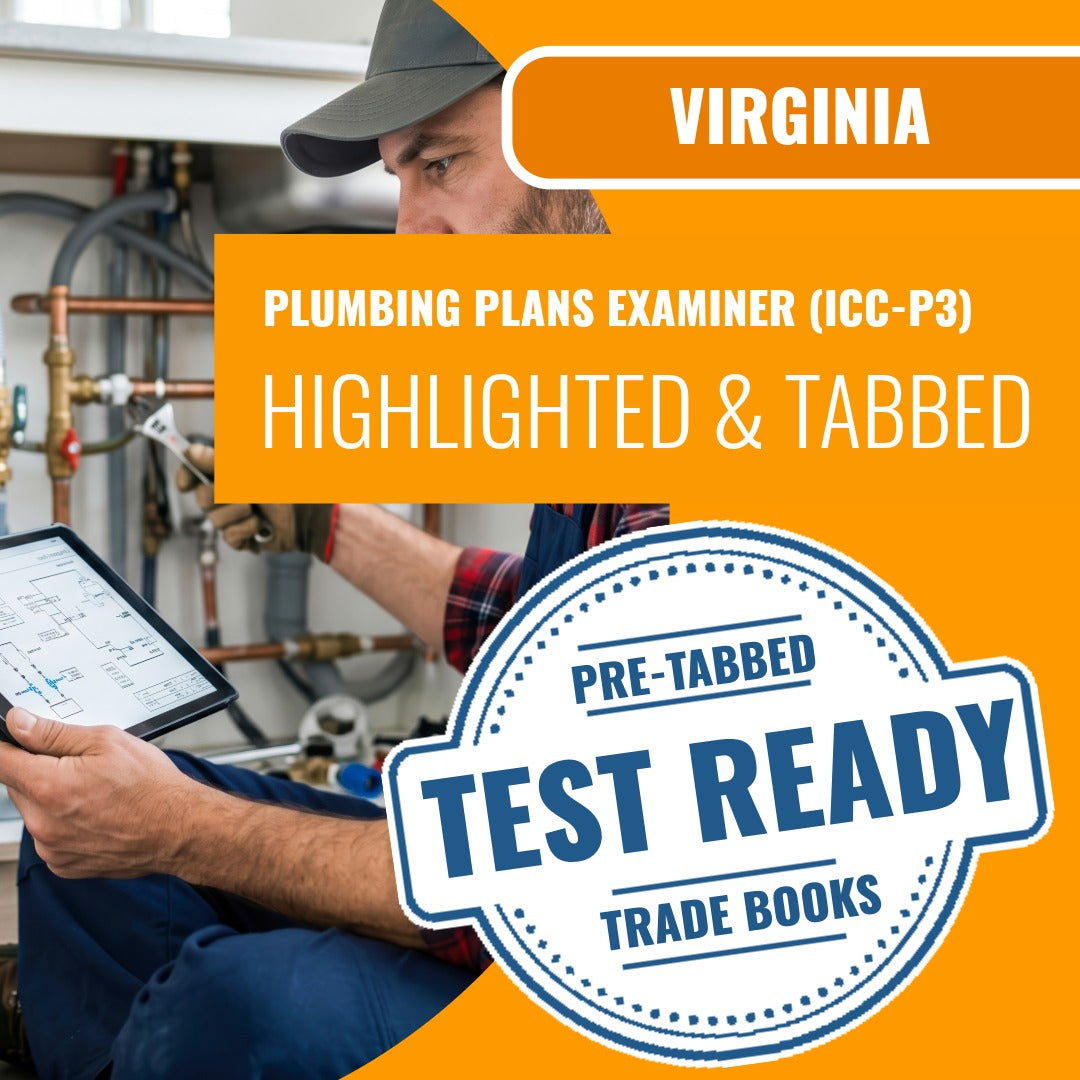 Virginia Plumbing Plans Examiner (ICC - P3) Highlighted & Tabbed Book Package