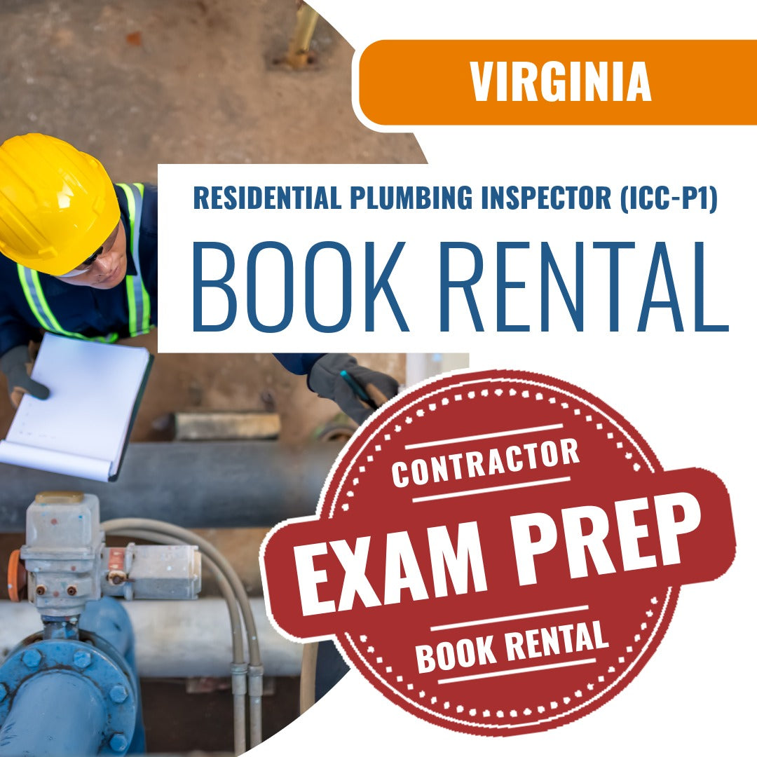Virginia Residential Plumbing Inspector (ICC - P1) - Books & Courses Rental Package