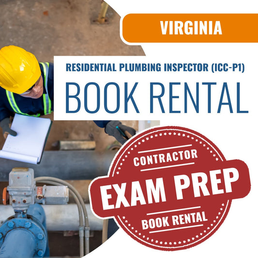 Virginia Residential Plumbing Inspector (ICC - P1) - Books & Courses Rental Package