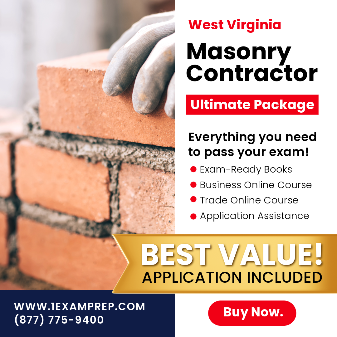 West Virginia Masonry Contractor Ultimate Exam Prep Book Rental Package (Prov)