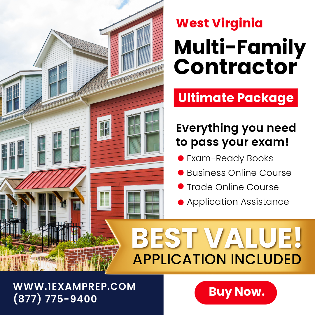 West Virginia Multi-Family Contractor Ultimate Exam Prep Book Rental Package (Prov)