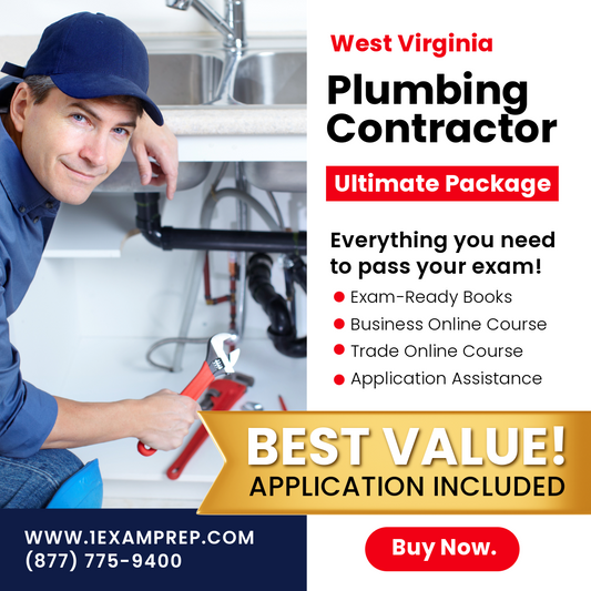 West Virginia Plumbing Contractor Ultimate Exam Prep Book Rental Package (Prov)