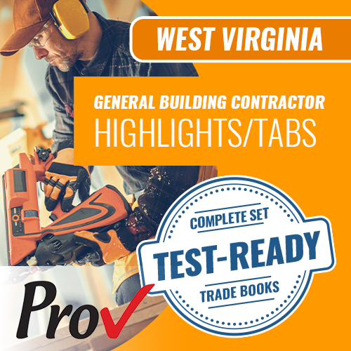 West Virginia General Building Contractor Exam Book Package - Highlighted and Tabbed (Prov)