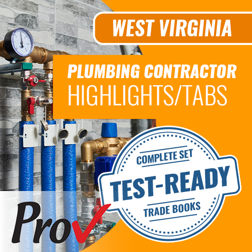 West Virginia Plumbing Contractor Exam Book Package - Highlighted and Tabbed (Prov)