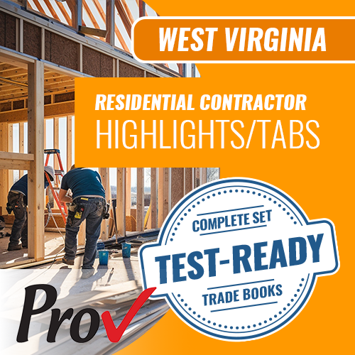 West Virginia Residential Contractor Exam Book Package - Highlighted and Tabbed (Prov)