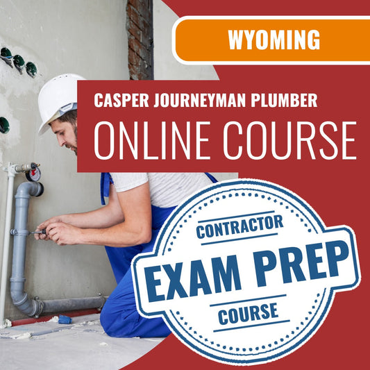 
Casper Wyoming Journeyman Plumber with Gas (ICC - G28-N) - Online Exam Prep
