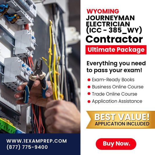Wyoming Journeyman Electrician (ICC - 385_WY) Ultimate Exam Prep Rental Package