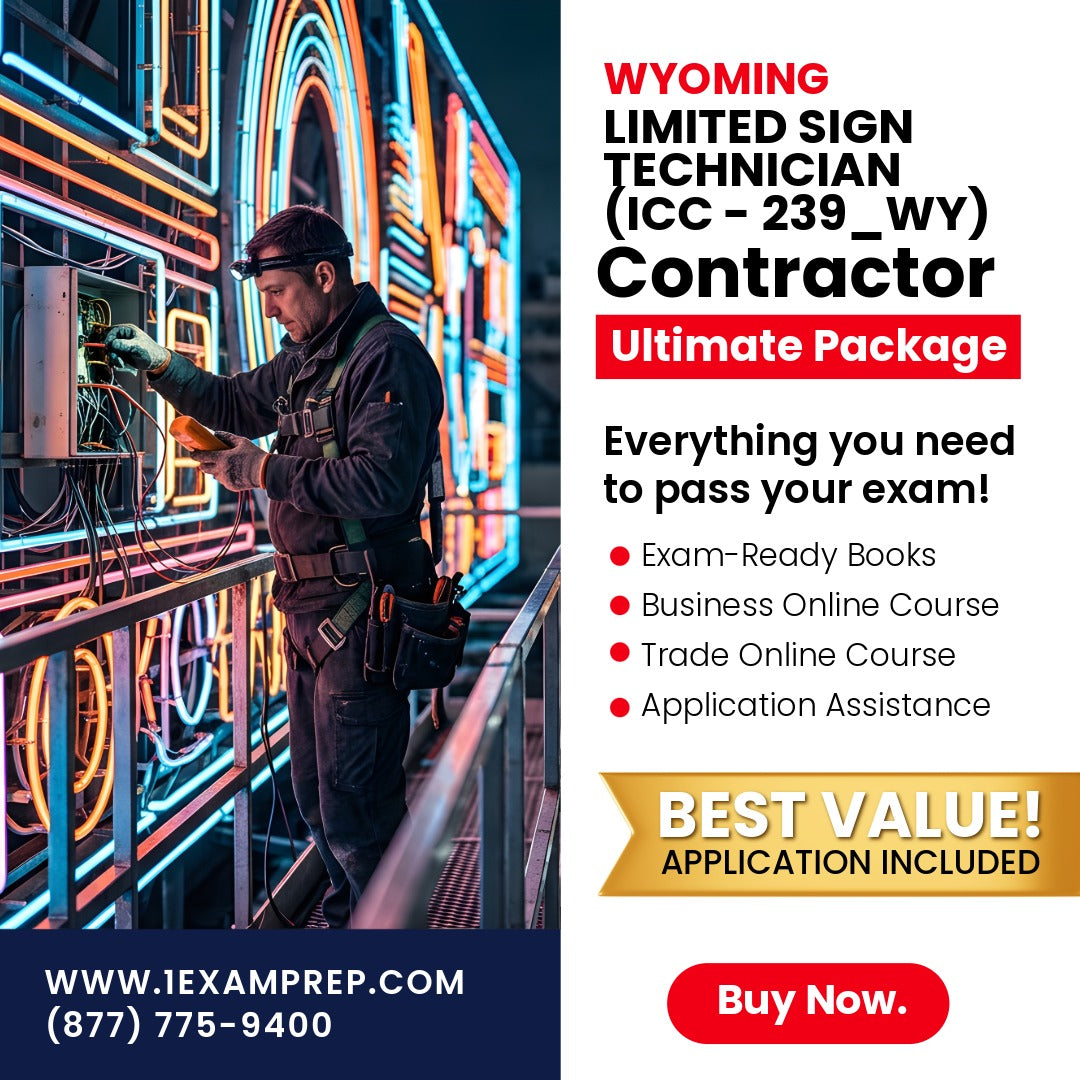 Wyoming Limited Sign Technician (ICC - 239_WY) Ultimate Exam Prep Rental Package