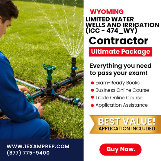 Wyoming Limited Water Wells and Irrigation Systems Technician (ICC - 474_WY) Ultimate Exam Prep Rental Package