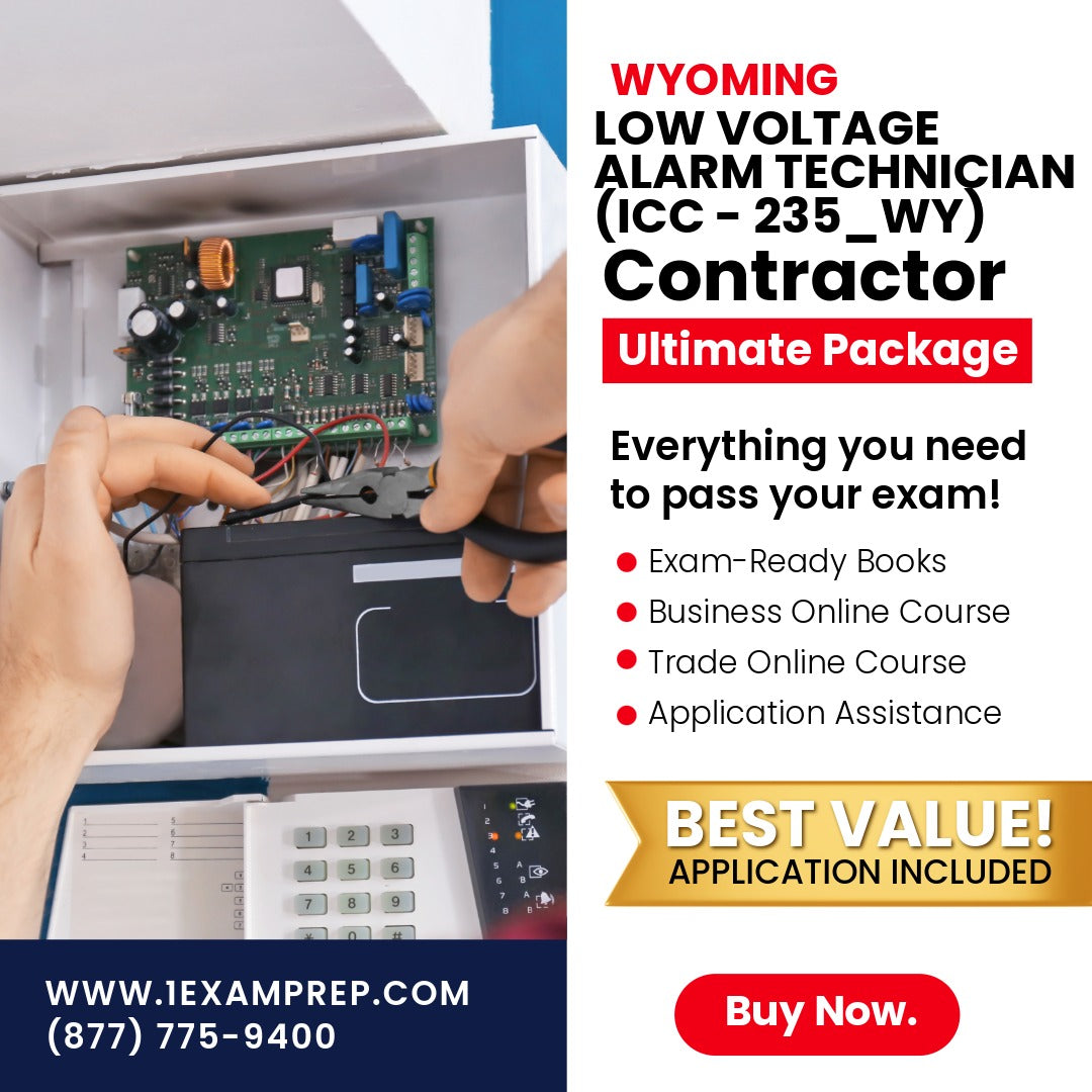 Wyoming Low Voltage Alarm Technician (ICC - 235_WY) Ultimate Exam Prep Rental Package