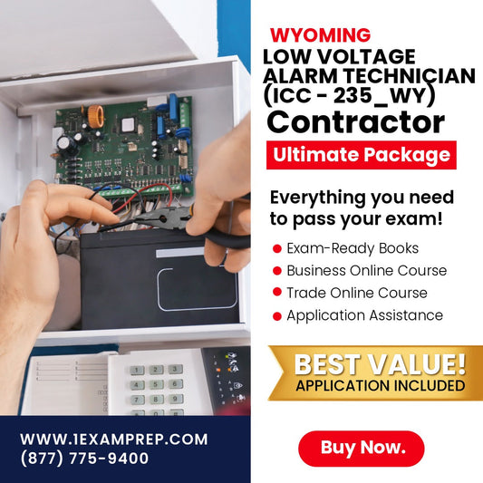 Wyoming Low Voltage Alarm Technician (ICC - 235_WY) Ultimate Exam Prep Rental Package