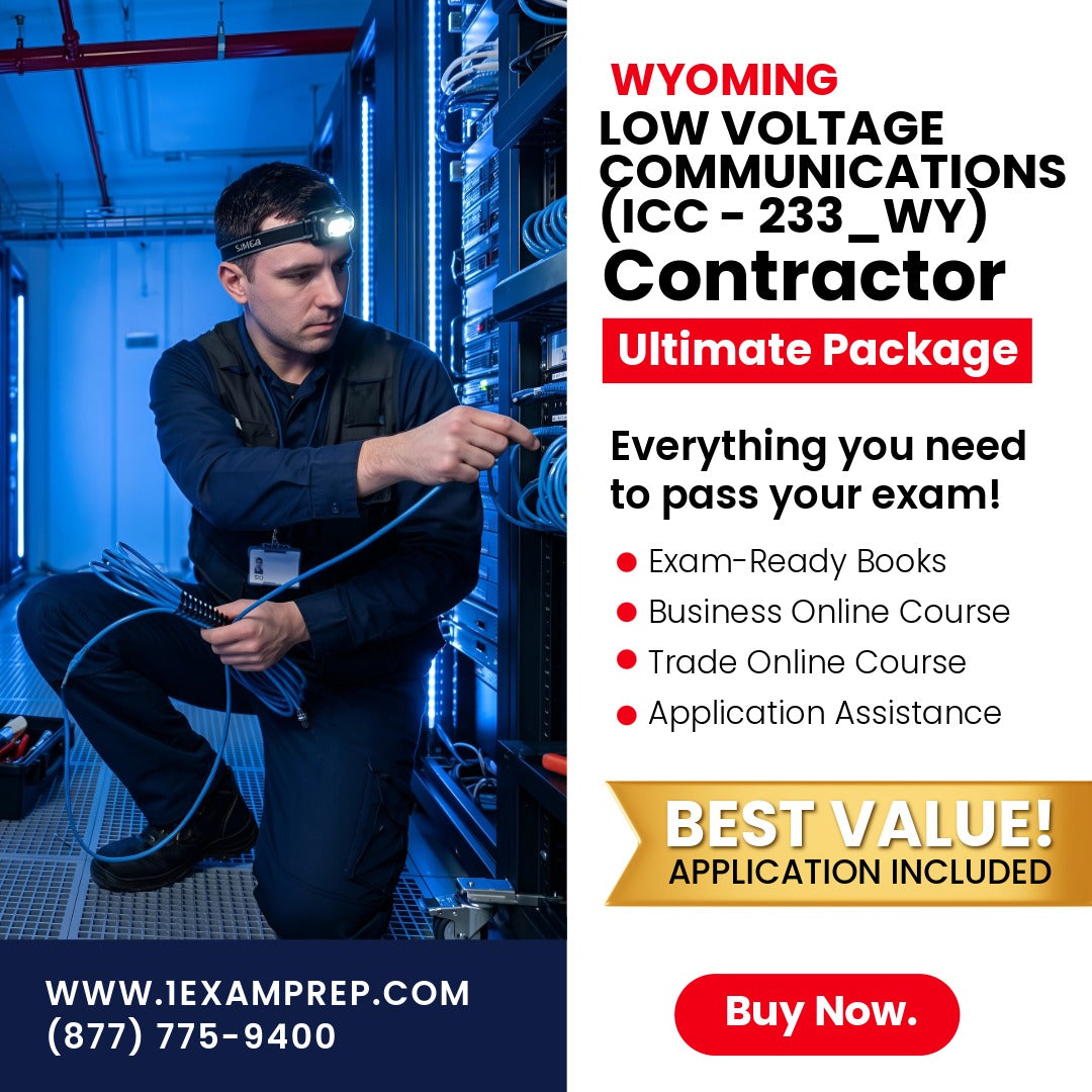 Wyoming Low Voltage Communications Technician (ICC - 233_WY) Ultimate Exam Prep Rental Package