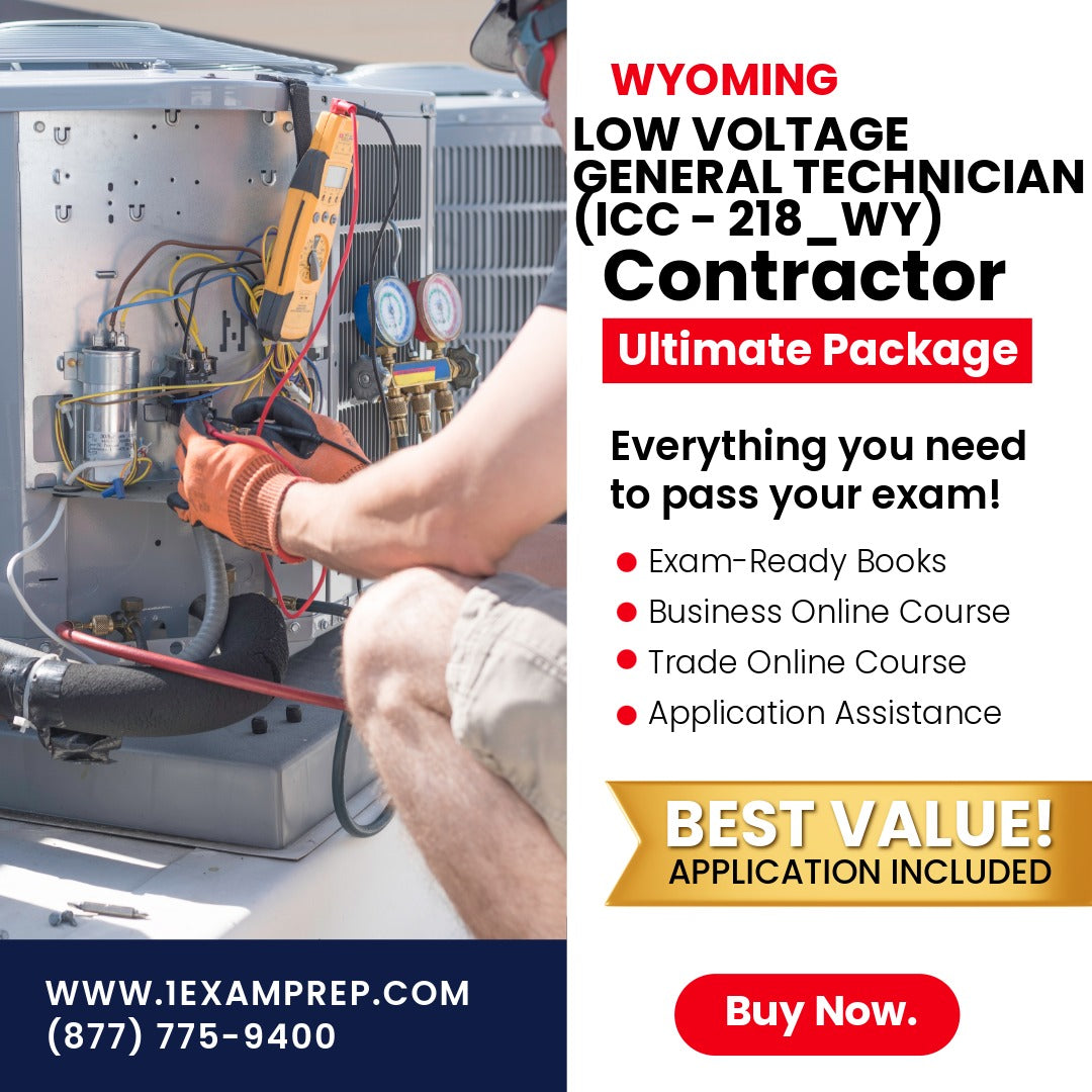 Wyoming Low Voltage General Technician (ICC - 218_WY) Ultimate Exam Prep Rental Package